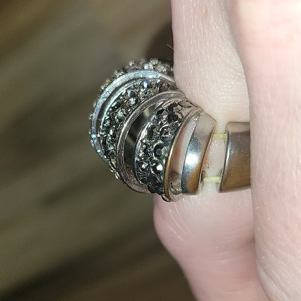 Grey & Silver Rhinestone Statement Ring - image 3